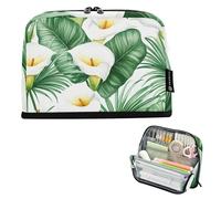 Pencil Bags Storage Botanical White Calla Lilies Green Leaves Pencil Pouches Zipper Pencils Case Boys Pen Bags Teen Girls Pattern Stationery Kids Organizer School Supply