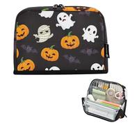 Pencil Bags Storage Cute Cartoon Halloween Pumpkins Black Big Pencil Case Zipper Pencils Pouch Classroom Pen Bag Boys Floral Art Back to School Adults Office Supply