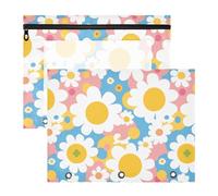Pencil Bags Sturdy Pen Holder Case for 3 Rings Binder 2 Pack Students Storing School Students Teacher Supplies Simple White Blooms