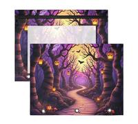 Pencil Bags With 3 Reinforced Grommets 3 Rings Pocket for A4 Paper Letter 2 Pack Teacher School Supplies Twisted Trees Halloween Path