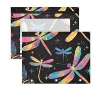 Pencil Binder with Zipper, Plastic File Folder for A4 Documents 2 Pack for College Students, Colorful Dragonfly Pattern