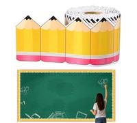 Pencil Border - Self Adhesive Bulletin Board Decor, Fun Teacher Student Wall Trim, Easy Stick Design, Classroom Decor for School, Home, Indoor, Families, and Educators Use