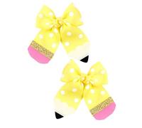 Pencil Bows for Girls, Hair Bow Clip for Back to School, Pack of 2 Point Pencil Bow Clips, Hair Clips for First Day of School, Nursery Student, Hair Accessories, Welcome to the