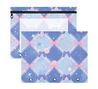 Pencil Box Adorable 3 Hole Punch for A4 Paper Letter 2 Pack Teacher Back To School Blue and Pink Cute Bow Check