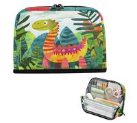 Pencil Box Case Large Capacity Make Up Bag With Compartment Multi-Purpose Bag for Teacher High School Dinosaur Prehistoric Jungle