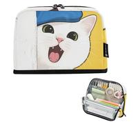 Pencil Box Case Large Capacity Makeup Lightweight for Adolescentes College Cute Cartoon White Cat