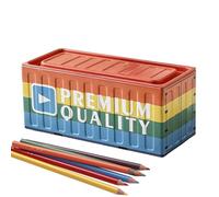 Pencil Box - Iron Metal Storage Container 4.53x1.97x1.97 Inches, Rustproof Multi Purpose Tin Box, Durable Organizer with Lid, Portable Desk | School Supplies Holder for Teens Kids Home Dorm Off