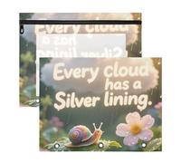 Pencil Box Multi-Purpose 3 Rings Pocket for A4 Paper Letter 2 Pack Teacher College Supplies Every Cloud Has A Silver Lining Animal Snail