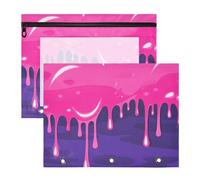Pencil Box Multi-Purpose Storage Bag for A4 Paper Letter 2 Pack Students Office Fashion Street Graffiti Painting Pink Purple