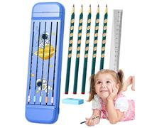 Pencil Box - Pencil Case Set | Multifunctional Pencil Box | 5 Large Pencils in A Pack | Divided Writers Organizer Cases | Hard Crayon Boxes with 5, Eraser, Ruler for Boys, Girls, Kids, Students