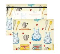 Pencil Box Portable 3 Ringing Pocket for A4 Paper Letter 2 Pack Teacher Home Baking Apron Utensil Pattern
