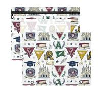 Pencil Box Portable 3 Ringing Pocket for A4 Paper Letter 2 Pack Teacher Home College Style Print