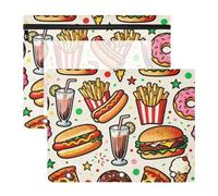 Pencil Box Portable 3 Ringing Pocket for A4 Paper Letter 2 Pack Teacher Home Food Theme Print