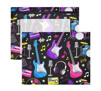 Pencil Box Portable 3 Ringing Pocket for A4 Paper Letter 2 Pack Teacher Home Music Theme Print