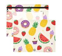 Pencil Box Portable 3 Ringing Pocket for A4 Paper Letter 2 Pack Teacher Home Sweet Treats Pattern