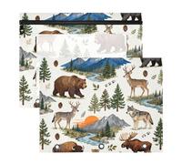 Pencil Box Portable 3 Ringing Pocket for A4 Paper Letter 2 Pack Teacher Home Wildlife Print