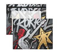 Pencil Box Sturdy 3 Hole Pocket for 3 Rings Binder 2 Pack Teacher College Supplies Graffiti Rock Guitar Cool