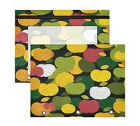 Pencil Box with 3 Reinforced Grommets Pen Holder Case for A4 Paper Letter 2 Pack Teacher Art Supplies Storage Alaskan Fruit Red and Green