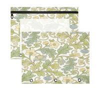 Pencil Box with 3 Reinforced Grommets Plastic File Folder for A4 Paper Letter 2 Pack Students School Supplies Vintage Flowers William Morris White