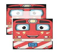 Pencil Box with Smooth Zippers 3 Hole Punch for 3 Ringing Binder 2 Pack Teacher College Supplies Cartoon Car Monsters Red