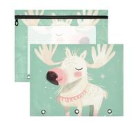 Pencil Box with Smooth Zippers Pen Holder Case for A4 Paper Letter 2 Pack Students Class Unique Moose Pastel Color