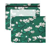 Pencil Box with Smooth Zippers Plastic File Folder for A4 Paper Letter 2 Pack Students Storing School Students Teacher Supplies Feral Magnolia Emerald Green