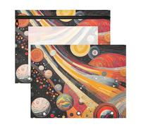 Pencil Box with Zipper Pocket Folders for A4 Paper Letter 2 Pack Teacher Home Colorful Space Planets and Earth