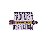 Pencil Brooch PROGRESS PERFECTION Brooch Badge Learning Tool Badge Youth Creative Clothing Accessories DIY Decoration Personalized Enamel Pin for Hat Jacket Canvas Bag