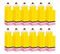 Pencil Candy Boxes - Pencil Popcorn Boxes | Popcorn Holder, Treat Boxes, 12 Popcorn Holders, First Day, Pencil Shaped Snack Paper Containers, 26.6 x 9 x 7 cm