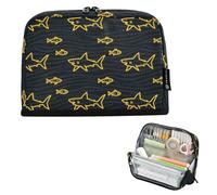 Pencil Carrying Case Large Capacity Makeup Bag Angry Animal Shark Fish
