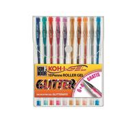 Pencil Case 10 Roller Gel Glitter Pens - Glitter Colors | Koh-I-Noor