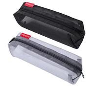 Pencil Case, 20CM Big Capacity Large Pouch Pen Holder, Preppy School Supplies Makeup Bag Stationery Storage Organizer For Gift Middle High School Office Student Girl Boy Adult Teen (Black+Grey)