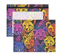 Pencil Case 3-Holes 3 Hole Pocket for A4 Paper Letter 2 Pack Students Classroom Supplies Happy Rainbow Cheetah Cubs