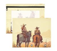 Pencil Case 3-Holes 3 Hole Punch for 3 Rings Binder 2 Pack Teacher Home Cowboys Sunsets Retro Vintage