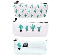Pencil case 3-Pack Canvas Pencil case Cactus Pattern for Students and Office workersDurability