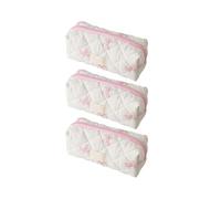 Pencil Case, 3 Pack Cute Pencil Bag Aesthetic, Bow Pattern Stationery Bag, Portable Pencils and Stationery Bags, Makeup Pouch and Toiletry Case for Student Teen Boys Girls Adults Storage Travel