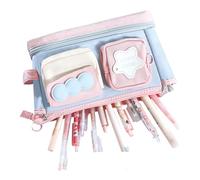 Pencil Case - 8.66in Stationary Pouch, Secondary School Pencil Case, High Capacity Pens Bag with Zipper | Multiple Compartments Stationary Storage Organizer for School Eraser Ruler Marker Sticky Notes