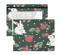 Pencil Case Adorable 3 Hole Punch for 3 Ringing Binder 2 Pack Teacher College Supplies Dots Rabbit Strawberries Emerald Green