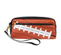 Pencil Case, American Football Texture Pen Bag Pouch PU Leather Stationery Pouch with Zipper for Boys Girls School & Office Supplies