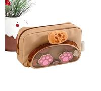 Pencil Case - Animal Design with Zipper, Triple Zipper Pencil Case with Animals, Multilayer Panda for Girls with Keychain, Pins, Notepad for Erasers, Markers and Items, Khaki, riferimento alla