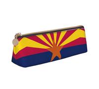 Pencil Case Arizona State Flag Leather Pencil Case Personalized Durable Cosmetics Pouch, for Girls, Students, Office