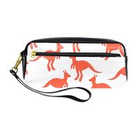 Pencil Case, Australia Kangaroo Baby Silhouette Pen Bag Pouch PU Leather Stationery Pouch with Zipper for Boys Girls School & Office Supplies