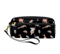 Pencil Case, Australian Animal Kangaroo Koala Platypus Pen Bag Pouch PU Leather Stationery Pouch with Zipper for Boys Girls School & Office Supplies