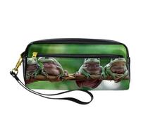 Pencil Case, Australian White Tree Frog Sit on Branch Pen Bag Pouch PU Leather Stationery Pouch with Zipper for Boys Girls School & Office Supplies