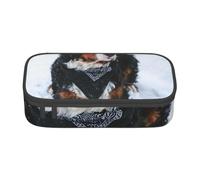 Pencil Case,Big Capacity Printed Pencil Pouch Pen bag Pencil Holder for Office School, Bernese Mountain Dog Snowfall