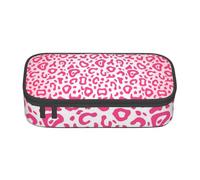 Pencil Case,Big Capacity Printed Pencil Pouch Pen bag Pencil Holder for Office School, Bright Pink Leopard Skin Pattern