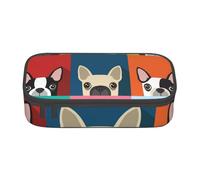Pencil Case,Big Capacity Printed Pencil Pouch Pen bag Pencil Holder for Office School, Colorful Boston Terrier Print