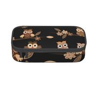 Pencil Case,Big Capacity Printed Pencil Pouch Pen bag Pencil Holder for Office School, Cute Brown Cartoon Owls