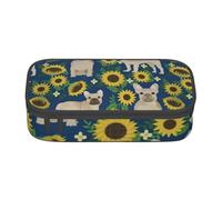 Pencil Case,Big Capacity Printed Pencil Pouch Pen bag Pencil Holder for Office School, French Bulldog Sunflowers