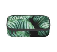 Pencil Case,Big Capacity Printed Pencil Pouch Pen bag Pencil Holder for Office School, Green Tropical Plant Leaves Printed